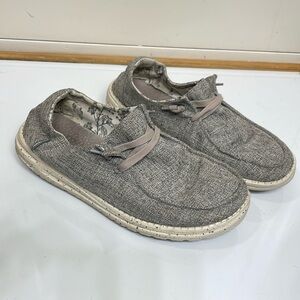 Hey Dude Wendy Linen Size 8 Loafers Gray Woven Slip On Flats Shoes